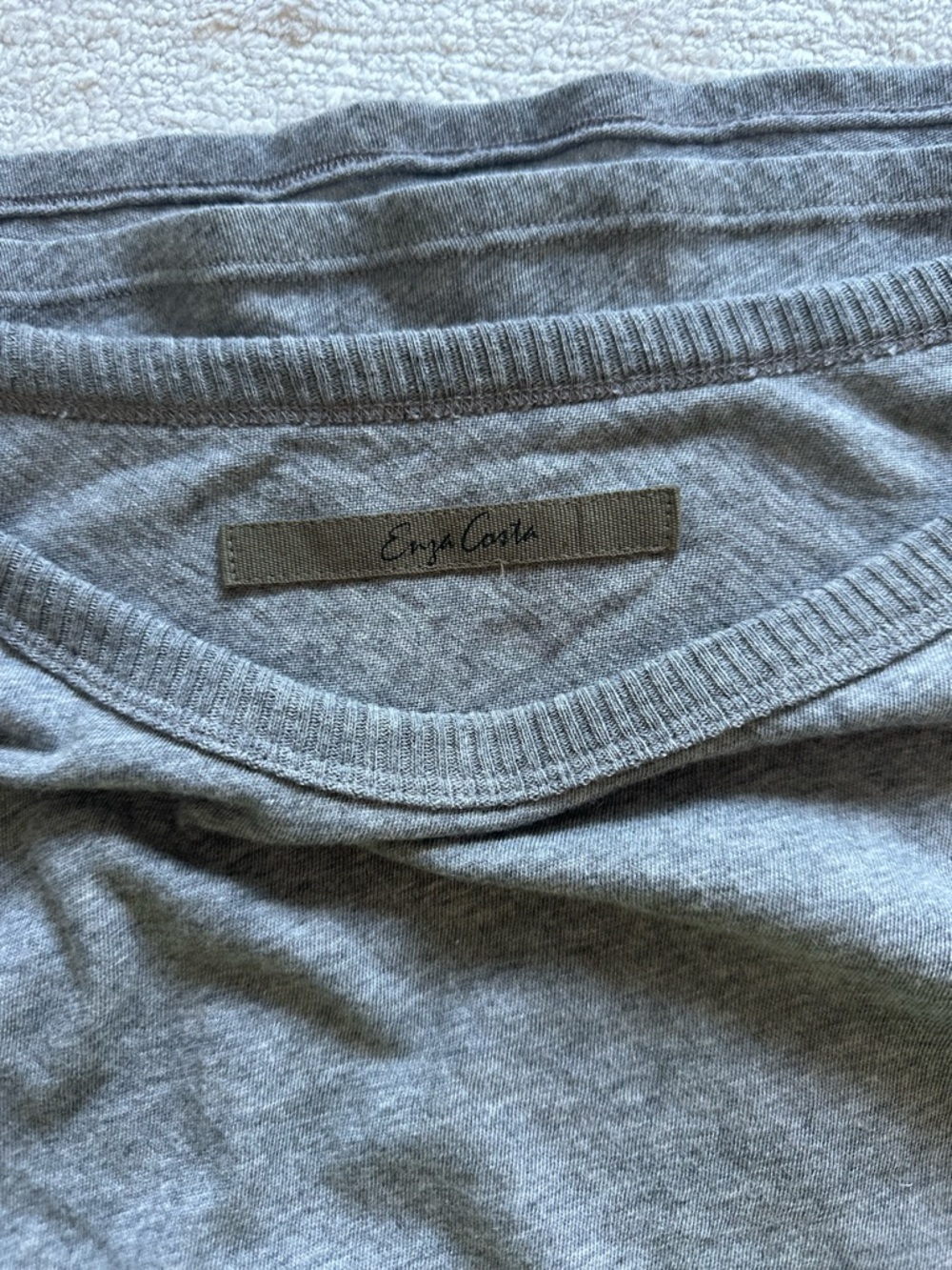 Enza Costa Gray Cotton Cashmere Long Sleeve Top – Size S - Picture 3 of 4
